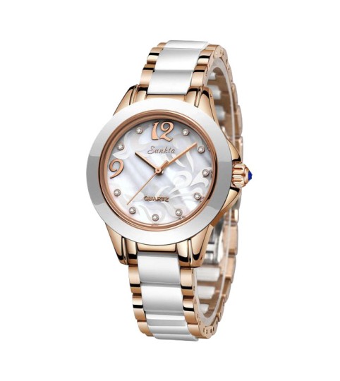 Montre SUNKTA 6603 Blanc & Or