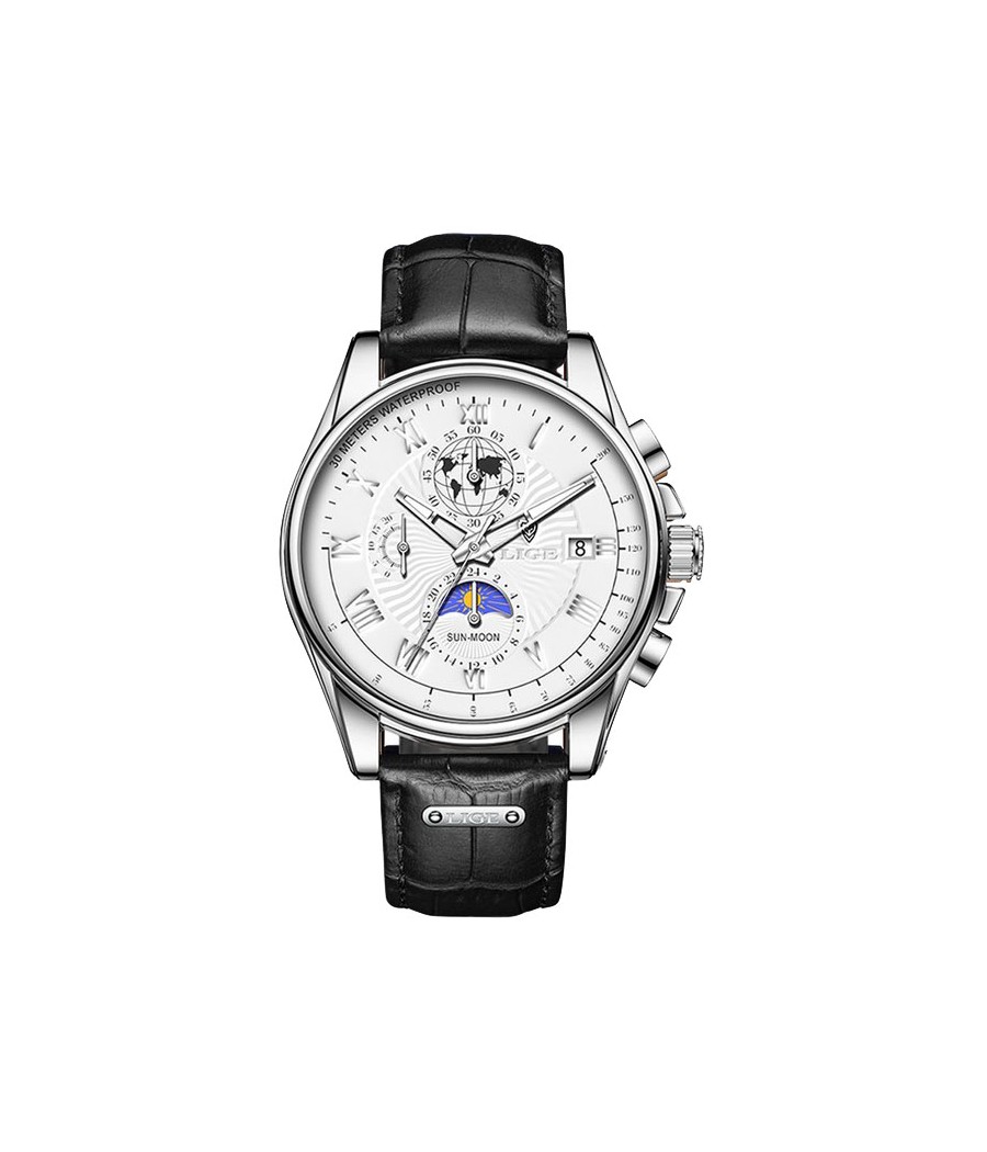 Montre LIGE 8975 Noir & Blanc