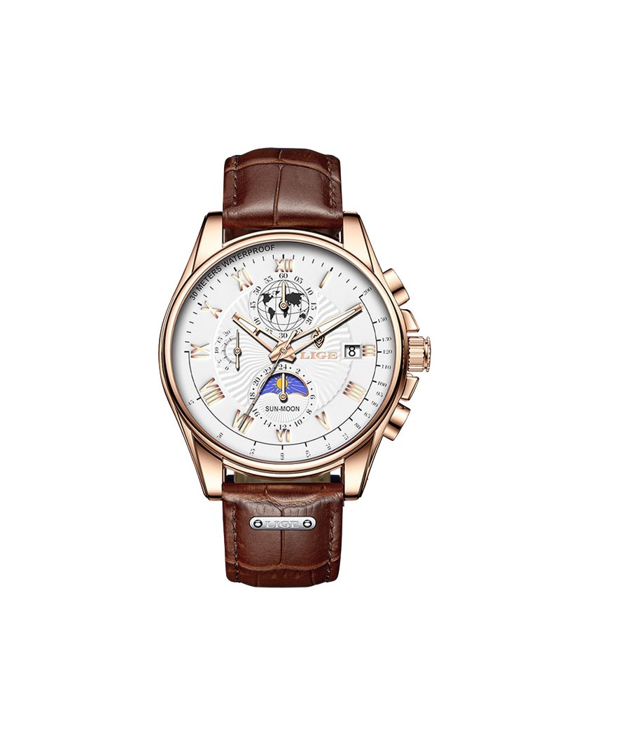 Montre LIGE 8975 Blanc & Or