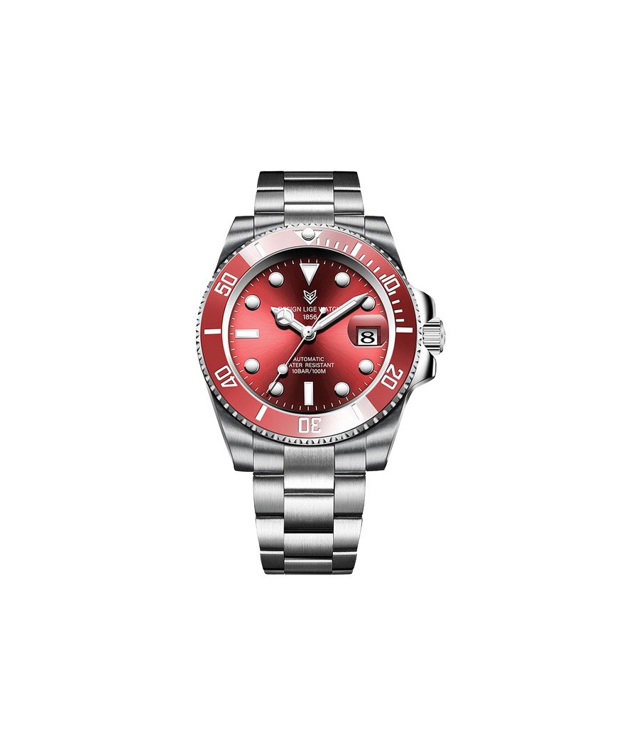 Montre LIGE 6801 Rouge & Argent