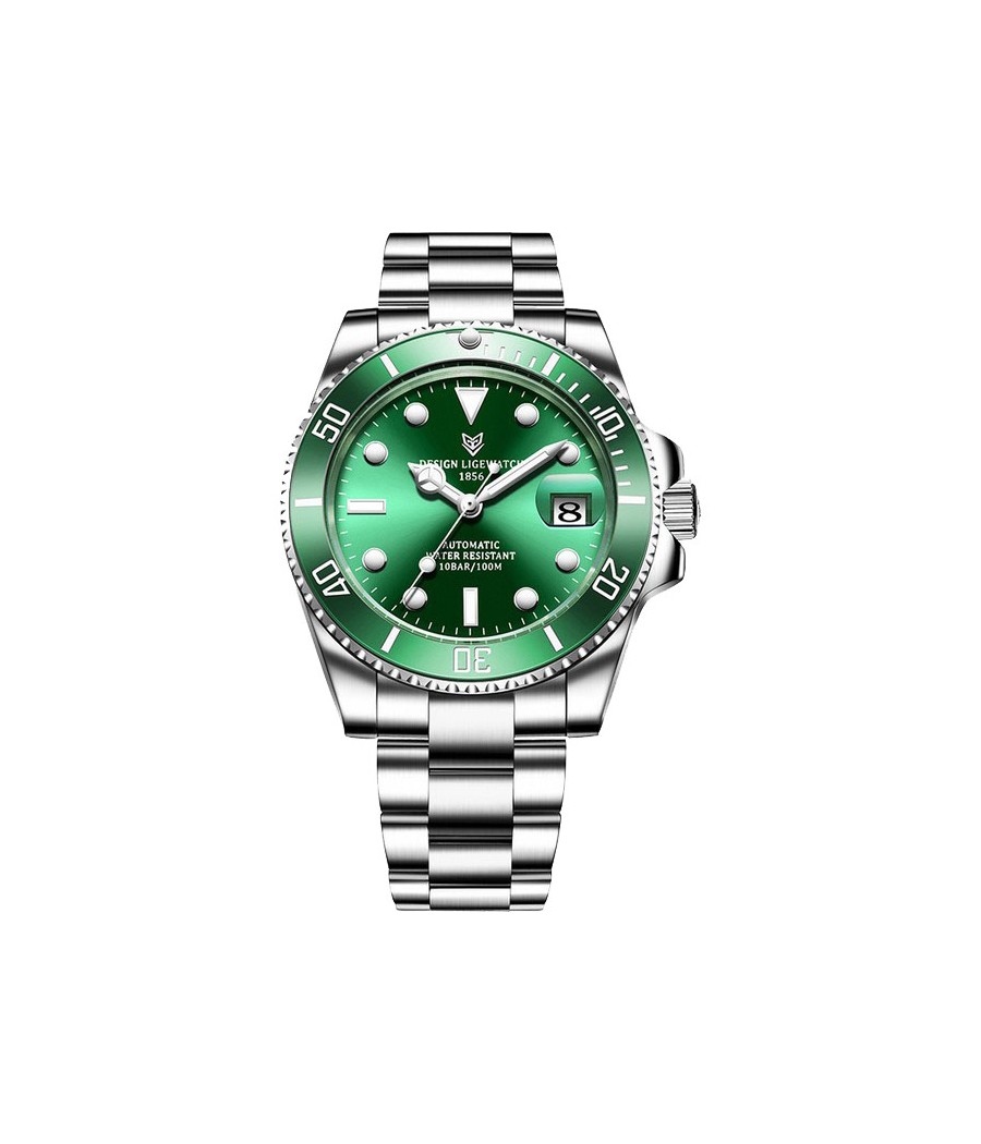 Montre LIGE 6801 Vert & Argent