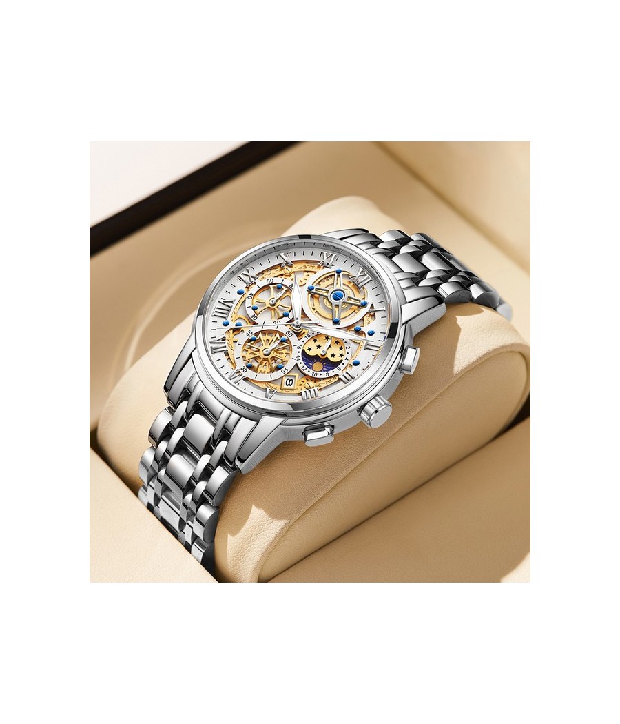 000 Montre LIGE 8973 Blanc & Or