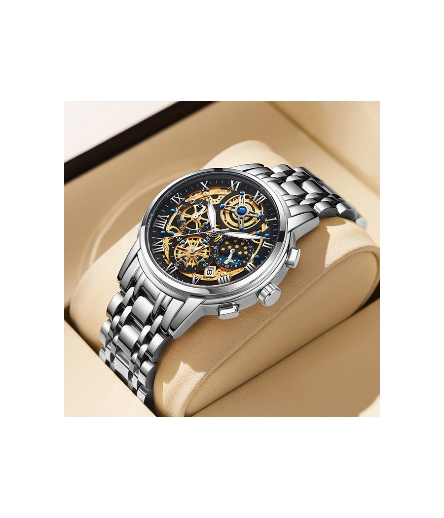 000 Montre LIGE 8973 Noir & Or